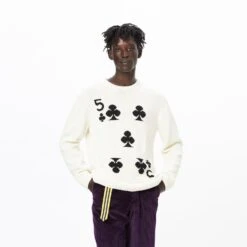 Five Of Clubs Playing Card Knitted Sweater -Rowingblazersus Shop 1500 1 0047 HELLA LOOK 18 0031 1