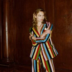 Women's Croquet Stripe Double-Breasted Diana Blazer 17 Women's Croquet Stripe Double-Breasted Diana Blazer -Rowingblazersus Shop 231108231108080031