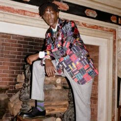 Men's Tie Patchwork Jacket -Rowingblazersus Shop 231108231108100027