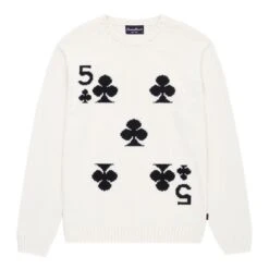 Five Of Clubs Playing Card Knitted Sweater