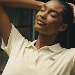 Women's Cropped Terry Cloth Polo -Rowingblazersus Shop color cream 5