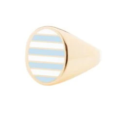Jessica Biales Light Blue And White Collegiate Signet Ring
