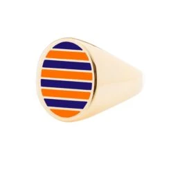 Jessica Biales Orange And Navy Collegiate Signet Ring