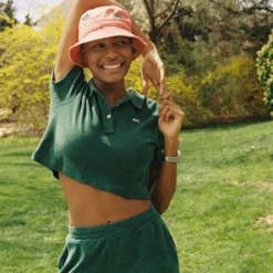 Women's Cropped Terry Cloth Polo -Rowingblazersus Shop color green 3