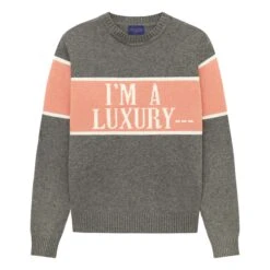 Gyles & George Women's "I'm A Luxury" Sweater -Rowingblazersus Shop color grey 1 f64f1efc 6112 4af7 8d17 e9cd029e029a v2