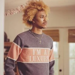 Gyles & George Men's "I'm A Luxury" Sweater 36 Gyles & George Men's "I'm A Luxury" Sweater -Rowingblazersus Shop color grey 6 c818e598 5284 4e92 9478 877fd9e8414a