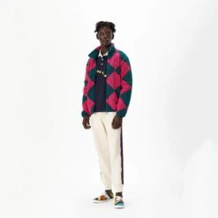 Harlequin Deep-Pile Sherpa "Jockey" Fleece -Rowingblazersus Shop color pink green 8